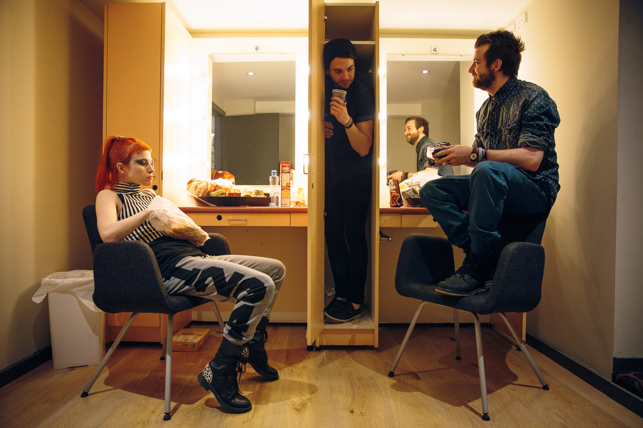 Paramore backstage at the Enmore Theatre. Eating cereal. Standing in closets. The usual.