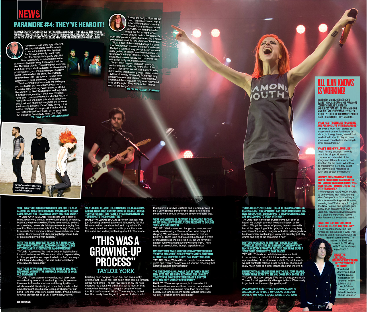 Paramore feature in Kerrang!