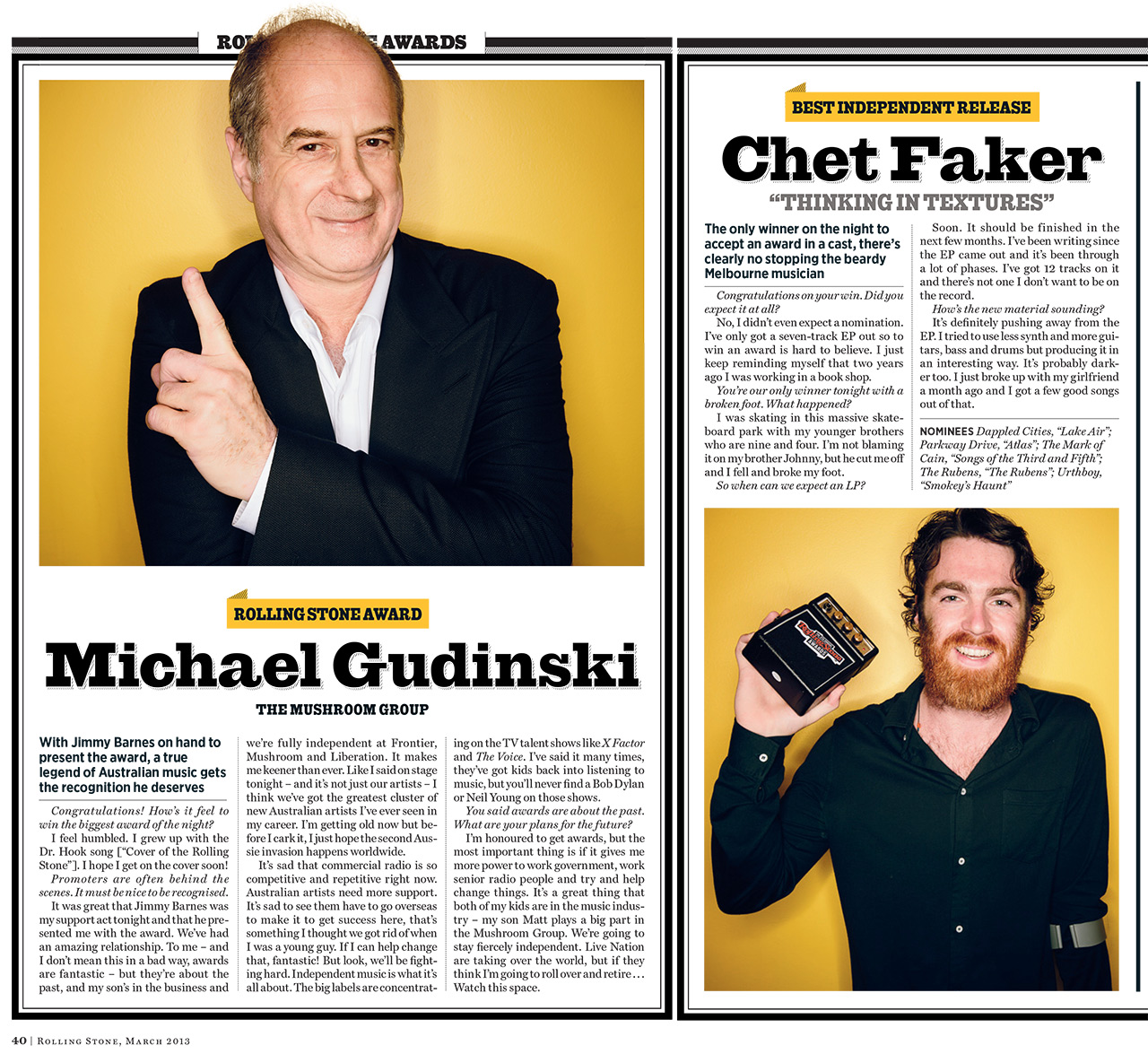 Award Winners Michael Gudinski and Chet Faker